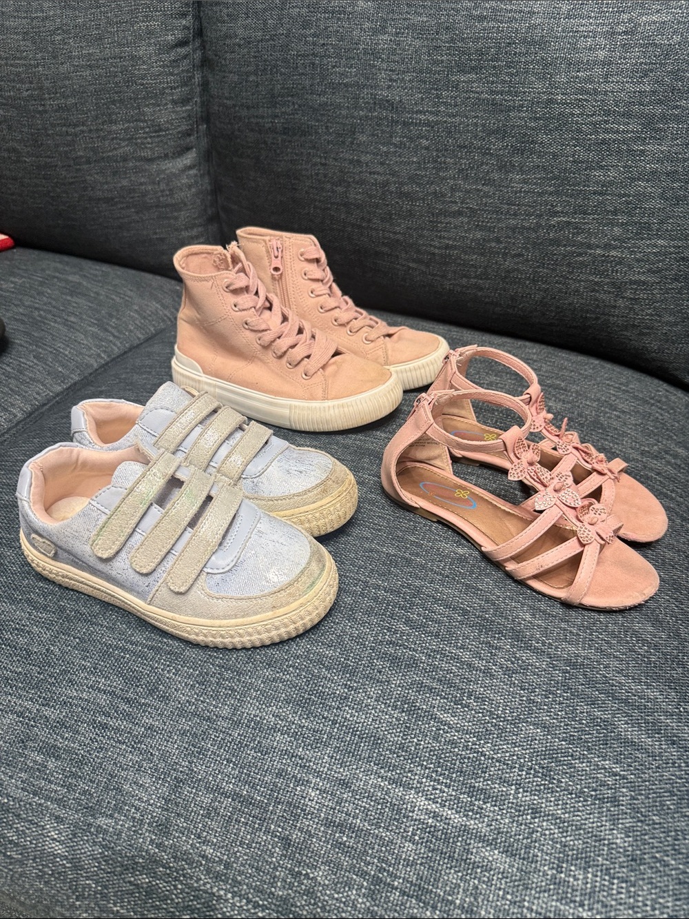 Cat & Jack Pink High-Top & Blue Velcro Sneakers, Sandals